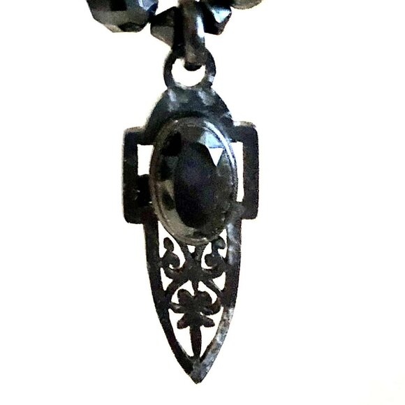 NWT ALEXANDRA'S ACCENTS Jet Black Filigree Pendant Beaded Necklace 19" - Picture 3 of 5